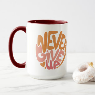 Never 与え Up – 日々ピンクとオレンジやる気を起こさせる マグカップ