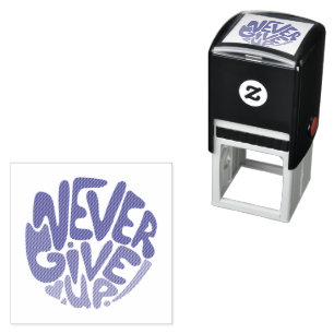 Never 与え Up – 青と赤の暗い誕生日引用文 セルフインキングスタンプ