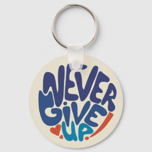 Never 与え Up – 青と赤の誕生日引用文 キーホルダー