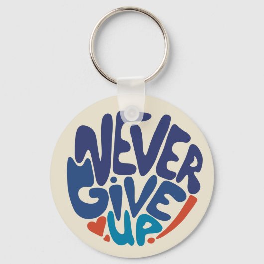 Never 与え Up – 青と赤の誕生日引用文 キーホルダー (正面)