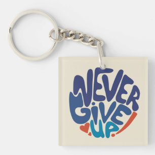 Never 与え Up – 青と赤の誕生日引用文 キーホルダー