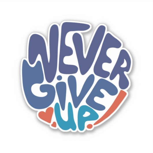 Never 与え Up – 青と赤の誕生日引用文 シール (正面)