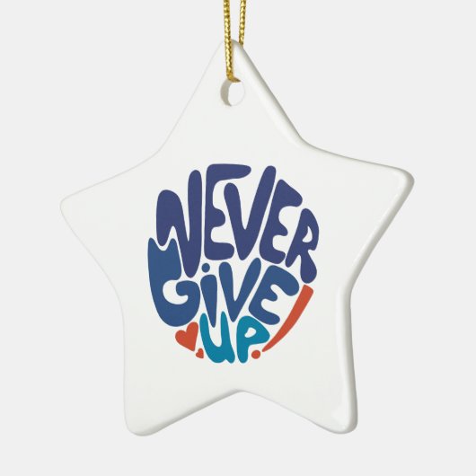 Never 与え Up – 青と赤の誕生日引用文 セラミックオーナメント (左)