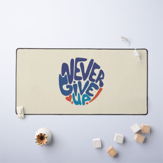 Never 与え Up – 青と赤の誕生日引用文 デスクマット (キッズテーブル)