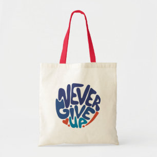 Never 与え Up – 青と赤の誕生日引用文 トートバッグ