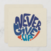 Never 与え Up – 青と赤の誕生日引用文 ノートカード (正面/裏面)