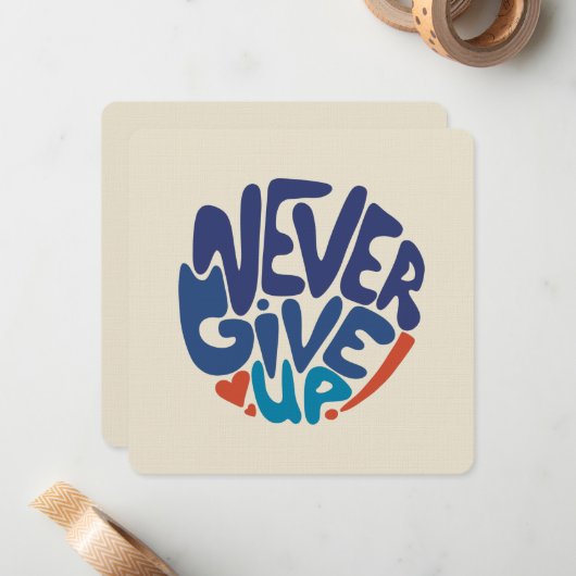 Never 与え Up – 青と赤の誕生日引用文 ノートカード (正面/裏面インサイチュ)