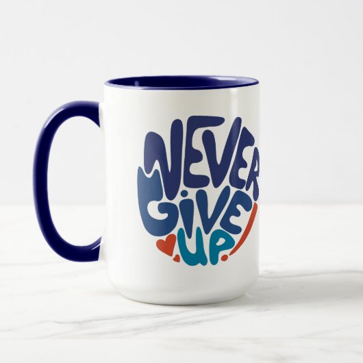 Never 与え Up – 青と赤の誕生日引用文 マグカップ (左)