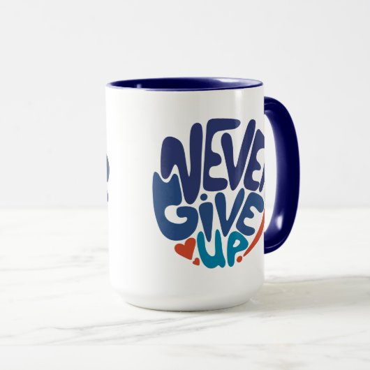 Never 与え Up – 青と赤の誕生日引用文 マグカップ (正面右)