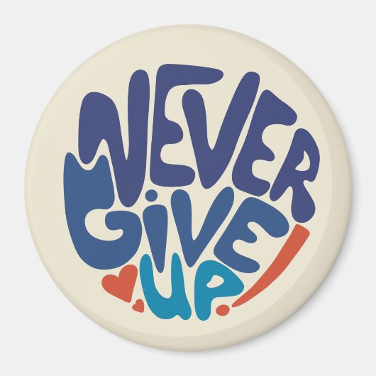 Never 与え Up – 青と赤の誕生日引用文 マグネット (正面)