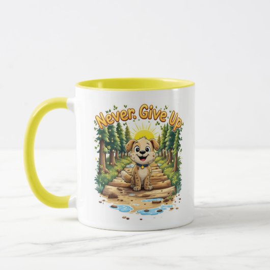 Never 与え Up Adventure Dog Mug - やる気を起こさせる マグカップ (左)