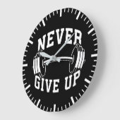 Never 与え Up - Dumbell -トレーニングジムのモチベーション ラージ壁時計 (傾斜)