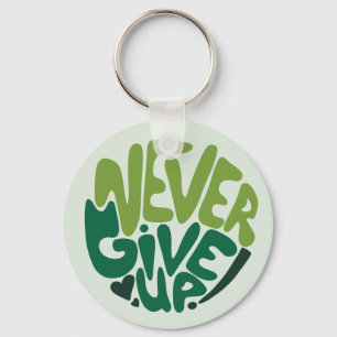 Never 与え Up - Green 前向き Handレタリング キーホルダー