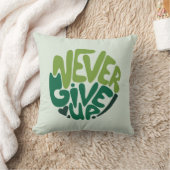 Never 与え Up - Green 前向き Handレタリング クッション (ブランケット)