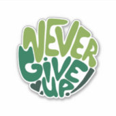 Never 与え Up - Green 前向き Handレタリング シール (正面)