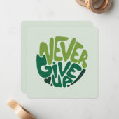 Never 与え Up - Green 前向き Handレタリング ノートカード (正面/裏面インサイチュ)