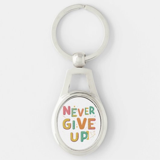 Never 与え Up - Oval Keychain キーホルダー (正面)