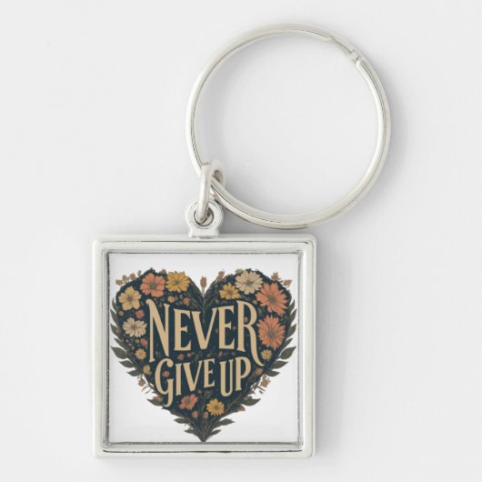 Never 与え Up - Premium Square Keychain キーホルダー (正面)