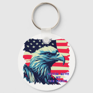 Never 与え Up The Fight America Eagle USA Art キーホルダー