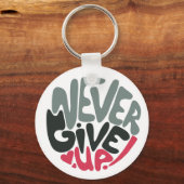 Never 与え Up - Upliftingインスパイア's White キーホルダー (正面)