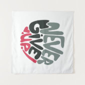 Never 与え Up - Upliftingインスパイア's White タペストリー (正面(横))