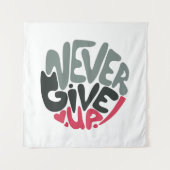 Never 与え Up - Upliftingインスパイア's White タペストリー (正面)