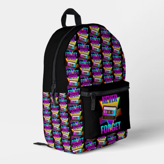 Never 忘れレトロカセットテープレコーダ プリントバックパック (裏面左端)