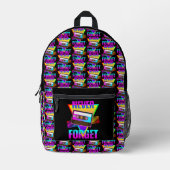 Never 忘れレトロカセットテープレコーダ プリントバックパック (正面)
