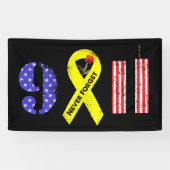 Never 忘れ 9 11黄リボン 横断幕 (横)