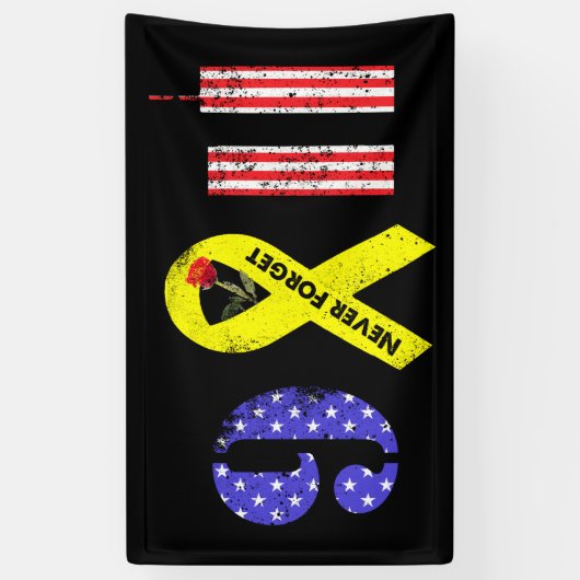 Never 忘れ 9 11黄リボン 横断幕 (縦)