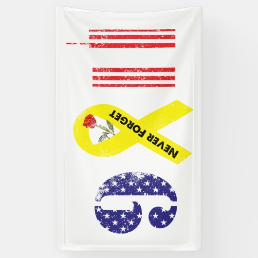 Never 忘れ 9 11黄リボン 横断幕 (縦)