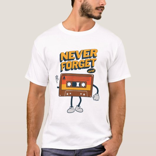 Never 忘れ Floppy Disk VHSテープカセットテープ Tシャツ (正面)