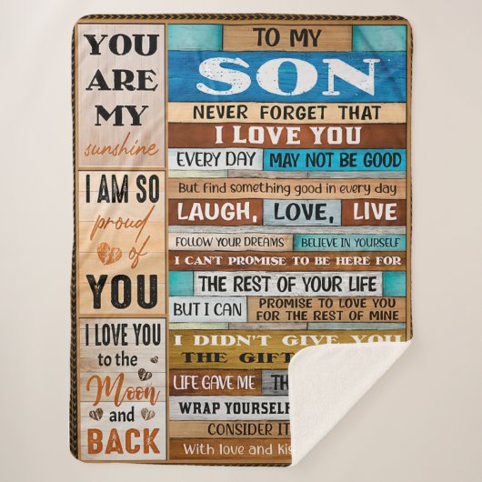 Never 忘れ I Love U -パパから息子 シェルパブランケット (正面)