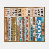 Never 忘れ I Love U -パパから息子 フリースブランケット (正面(横))