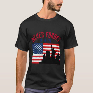 Never 忘れ Patriotic 911 American FlagヴィンテージG Tシャツ