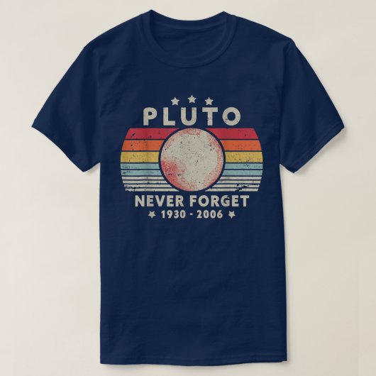 Never 忘れ Plutoレトロスタイル宇宙、Science Funn Tシャツ (デザイン正面)