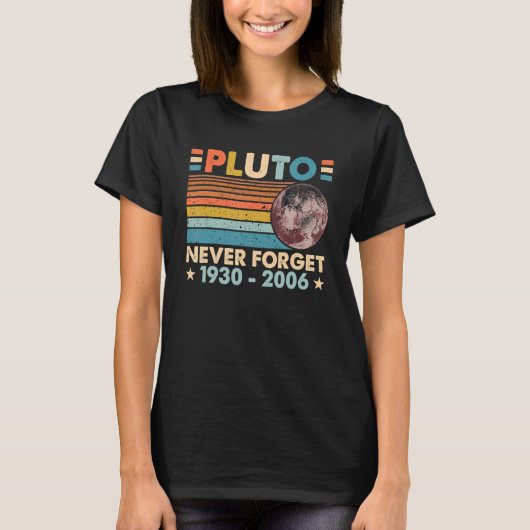 Never 忘れ Plutoレトロ天文学宇宙科学N Tシャツ (正面)