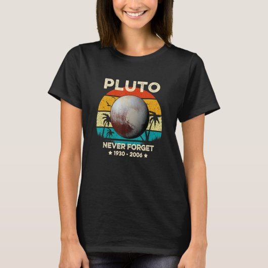 Never 忘れ Plutoヴィンテージレトログラフィックギフトスペース Tシャツ (正面)