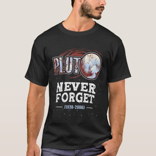 Never 忘れ Pluto宇宙惑星天文学者の男性Wom Tシャツ (正面)