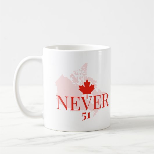 Never 51州カナダ政治声明 コーヒーマグカップ (左)