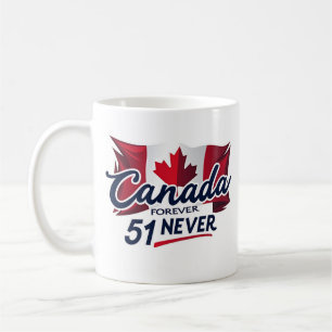 Never 51，カナダ永遠，カナダ国旗もみじ葉 コーヒーマグカップ