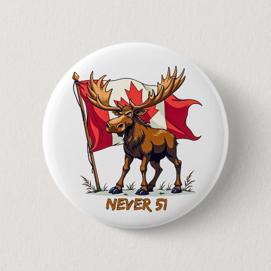 Never 51,ムース,カナダ国旗のメープルリーフ 缶バッジ (正面)