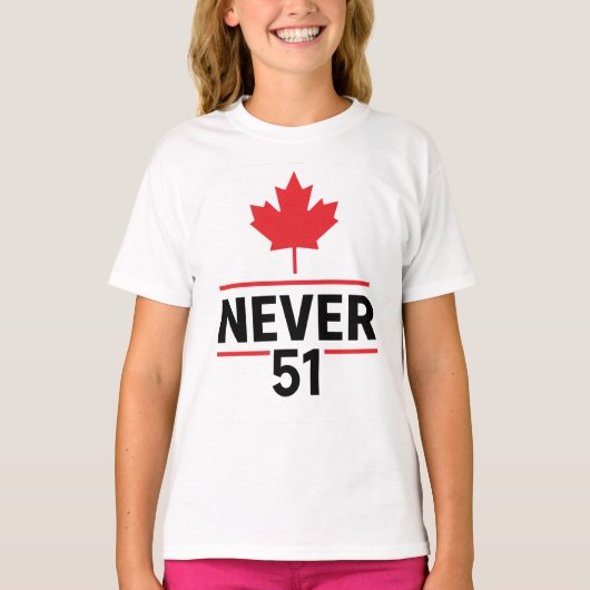 Never 51 Canadaボタンデザイン – 愛国的アンチ-51 Tシャツ (正面)