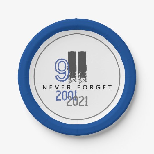 Never 911忘れ Gray World Trade Center ペーパープレート (正面)