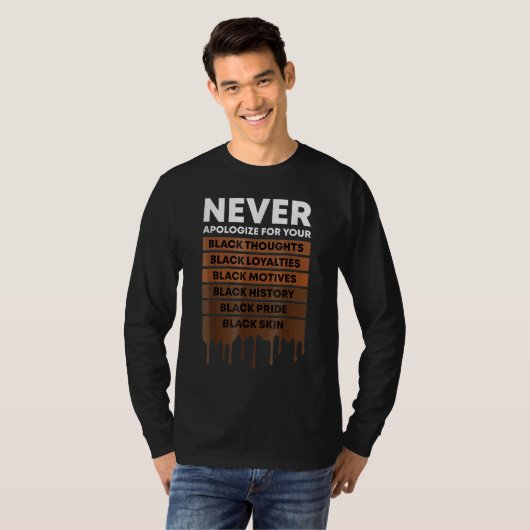 Never Apologize Black History Month BLM Melanin Pr Tシャツ (正面フル)