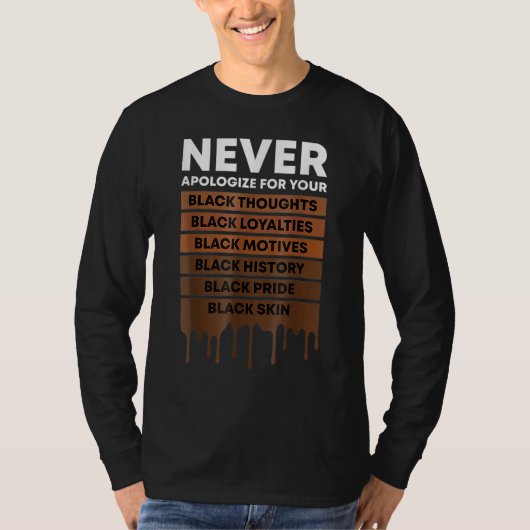 Never Apologize Black History Month BLM Melanin Pr Tシャツ (正面)
