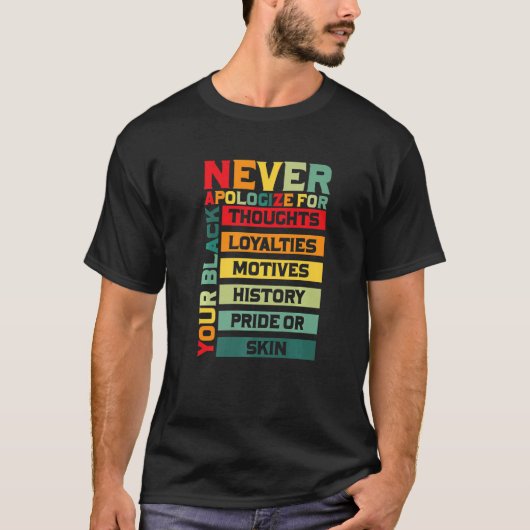 Never Apologize Black History Month BLM Melanin Pr Tシャツ (正面)