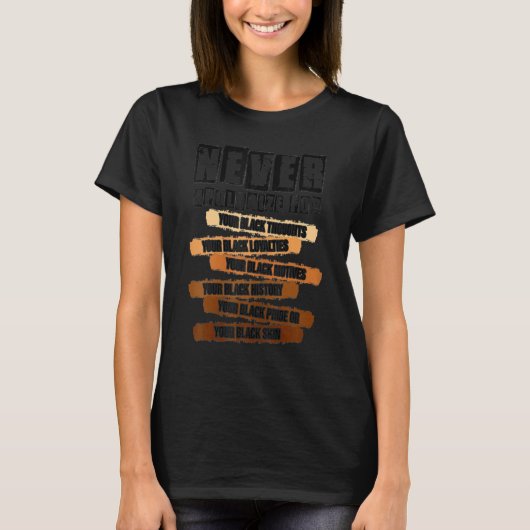 Never Apologize Black History Month Melanin Pride Tシャツ (正面)