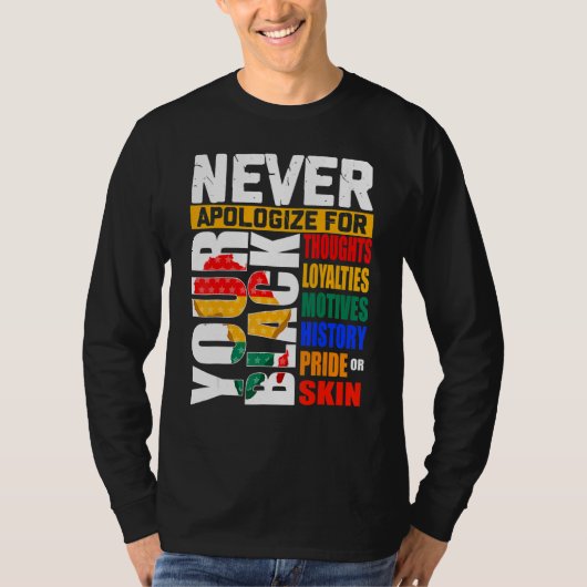 Never Apologize For Your Blackness Black History M Tシャツ (正面)
