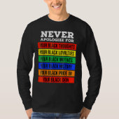 Never Apologize For Your Blackness Black History M Tシャツ (正面)